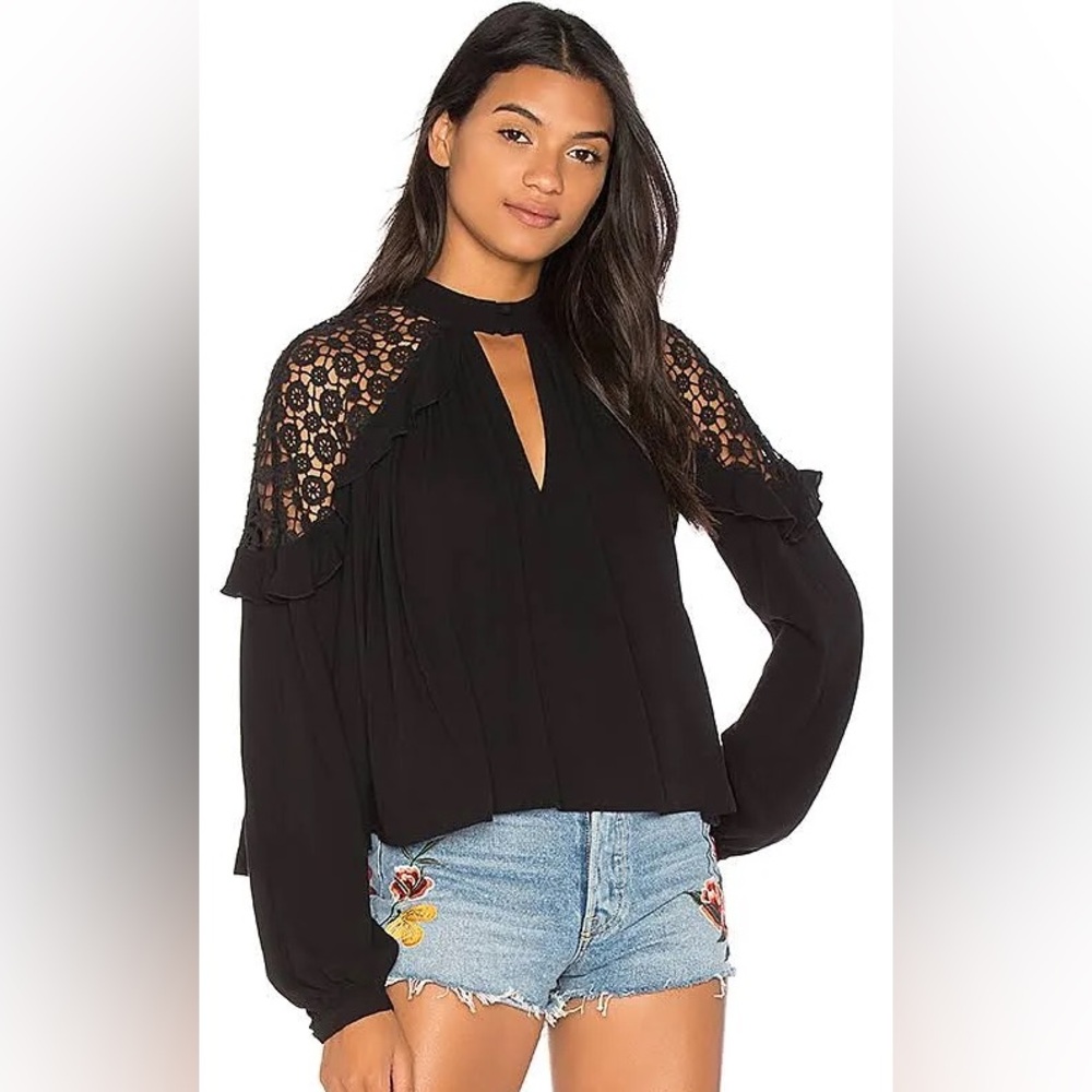 FREE PEOPLE Black “Little Bit of Lace” Top